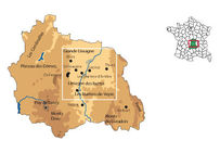 Localisation du bassin clermontois dans le département du Puy-de-Dôme.