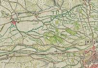 Extrait d'une carte manuscrite de 1699 représentant l'environnement du site.
