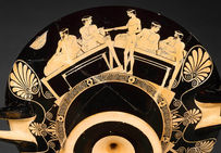 Coupe en céramique grecque à figures rouges représentant un symposion, attribuée au Peintre de d'Euaion, qui appartenait à l'école dite « attique », vers 460-450 av. notre ère.Musée du Louvre, Paris.