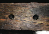 Perforations perpendiculaires à la lumière d'une des jumelles.