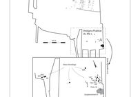 Plan général des vestiges médiévaux (XIe-XIIe siècles) et/ou modernes mis au jour en  2002 au lieu-dit « Parc Saint-Gilles » à Arçonnay (Sarthe).