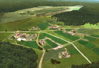 Reconstitution du site deSerris au VIIIe siècle.
