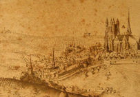 Le domaine viticole de Meaux au début du XVIIe siècle, vue cavalière de Joachim Duviert.